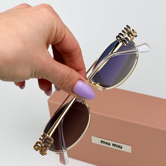 Miu Miu MU54ZS 5AK30C BRAND NEW Sunglasses Gold Gradient Mirror Pilot Unisex